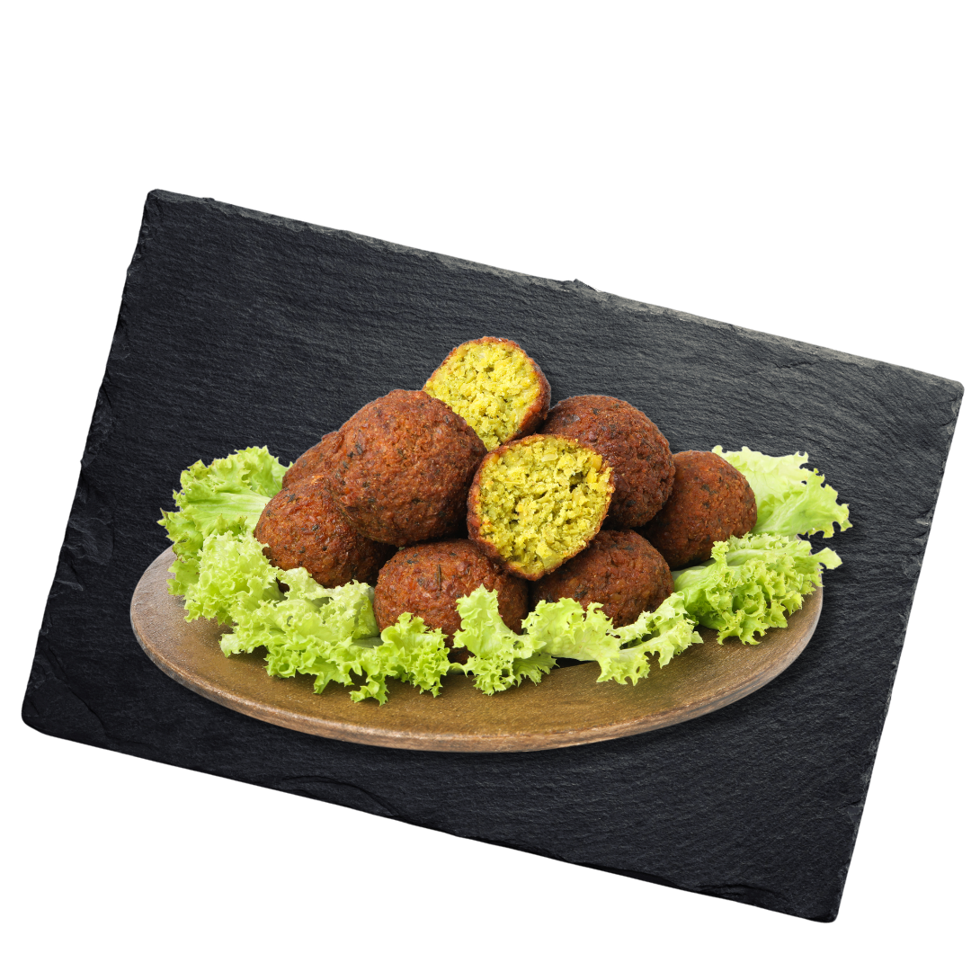 Falafel-Teller – Knusprige Falafel-Bällchen mit frischem Salat & Sauce